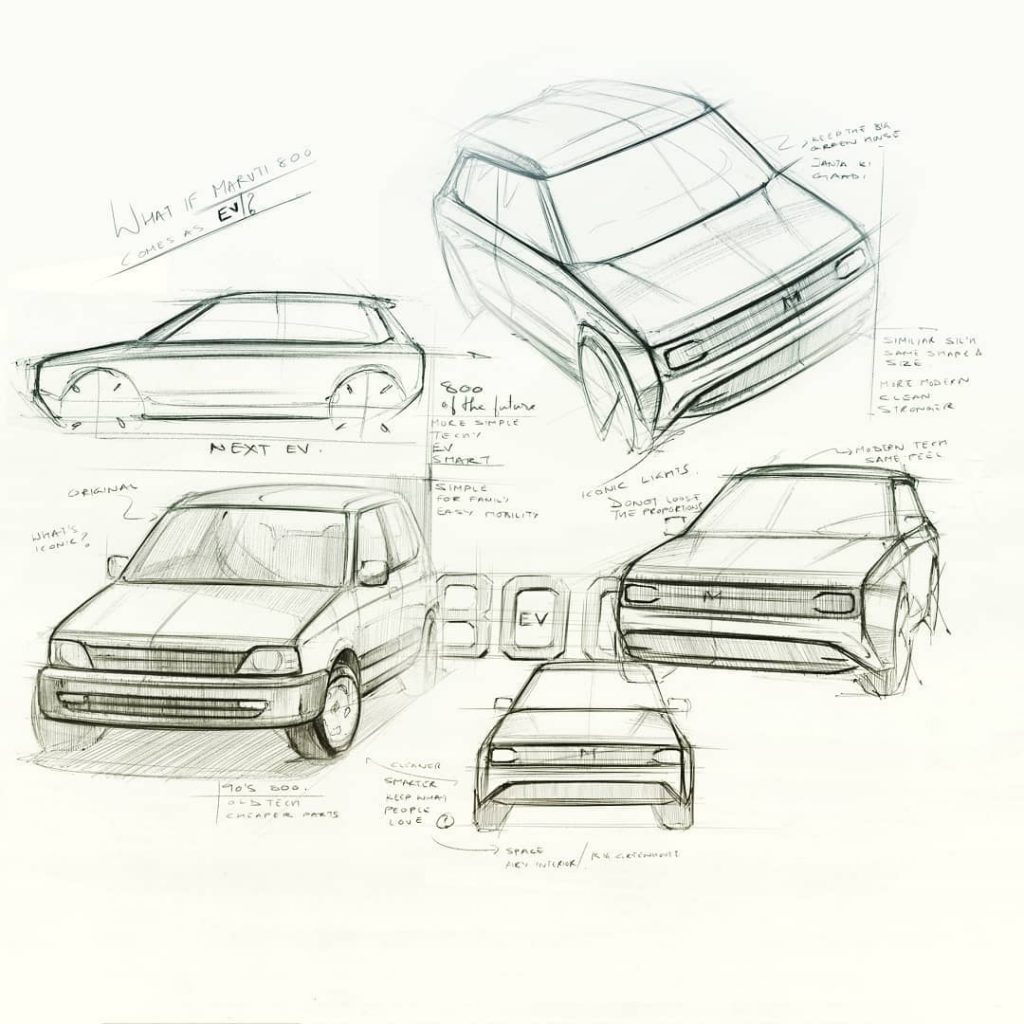 Maruti electric car design sketches