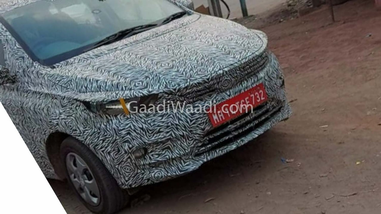 New 2021 Tata Tigor EV facelift front spy shot