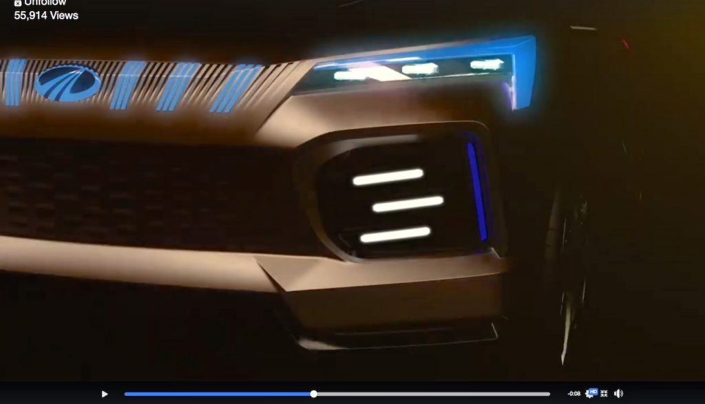 Mahindra Funster EV concept headlight grille foglamp teaser video screenshot