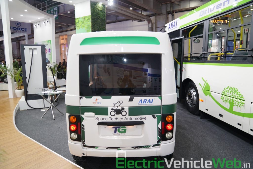 ARAI Prototype Electric Vehicle rear view - Auto Expo 2020