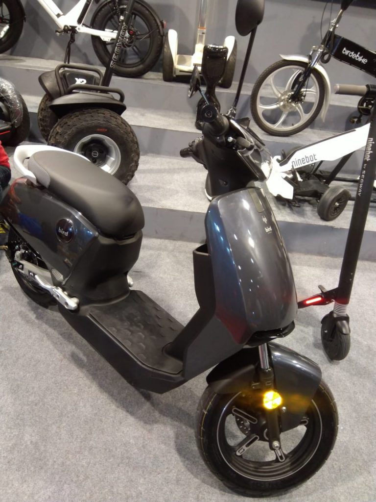 Bird ES1+ electric scooter front three quarters