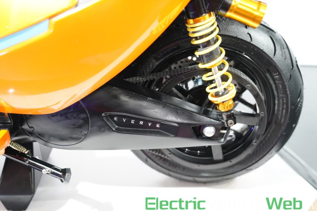 Everve Motors Electric Scooter rear shock absorber - Auto Expo 2020 Live