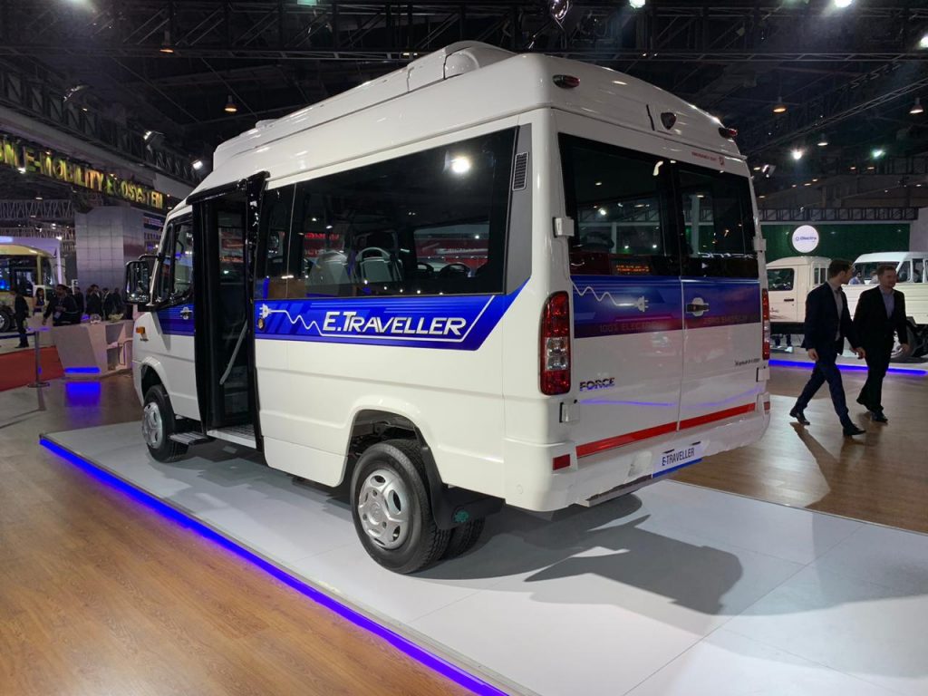 Force Traveller Electric rear three quarter view 2 - Auto Expo 2020