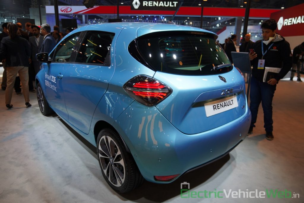 Renault Zoe Electric rear three quarter view - Auto Expo 2020