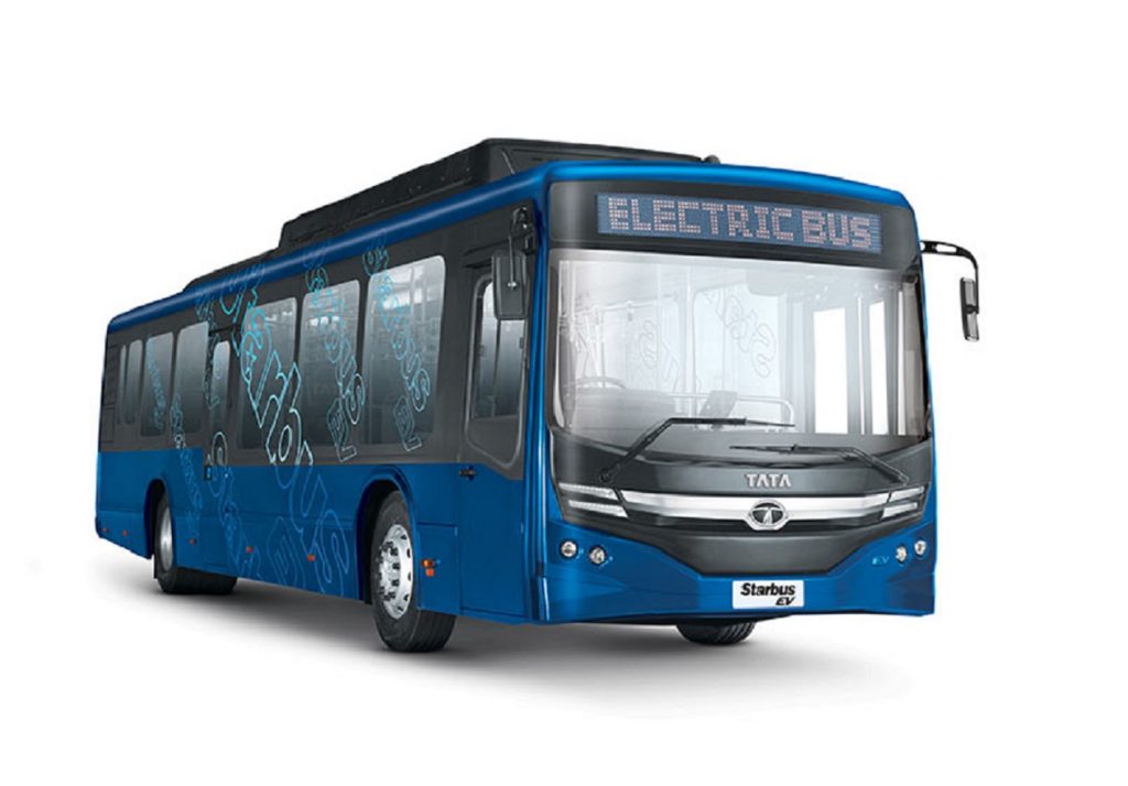 Tata Starbus EV Low Entry Electric Bus front three quarter view - Auto Expo 2020