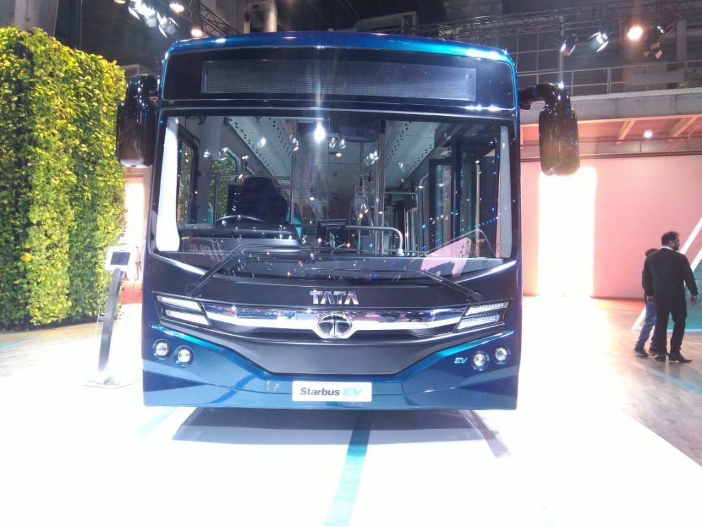 Tata Starbus EV Low Entry Electric Bus front view 1 - Auto Expo 2020