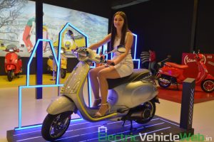 Vespa Elettrica electric scooter front view - Auto Expo 2020