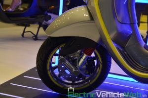 Vespa Elettrica electric scooter front wheel - Auto Expo 2020