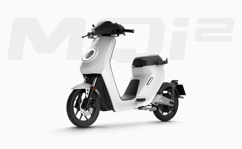 Niu MQi2 electric scooter front three quarter view