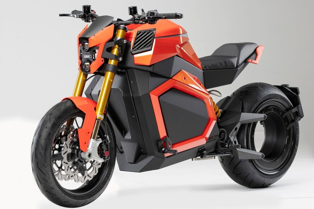 Verge TS electric motorcycle front three quarter view