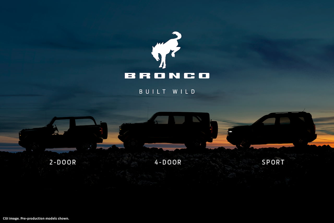 Ford Bronco 2-door, Ford Bronco 4-door and Ford Bronco Sport teaser