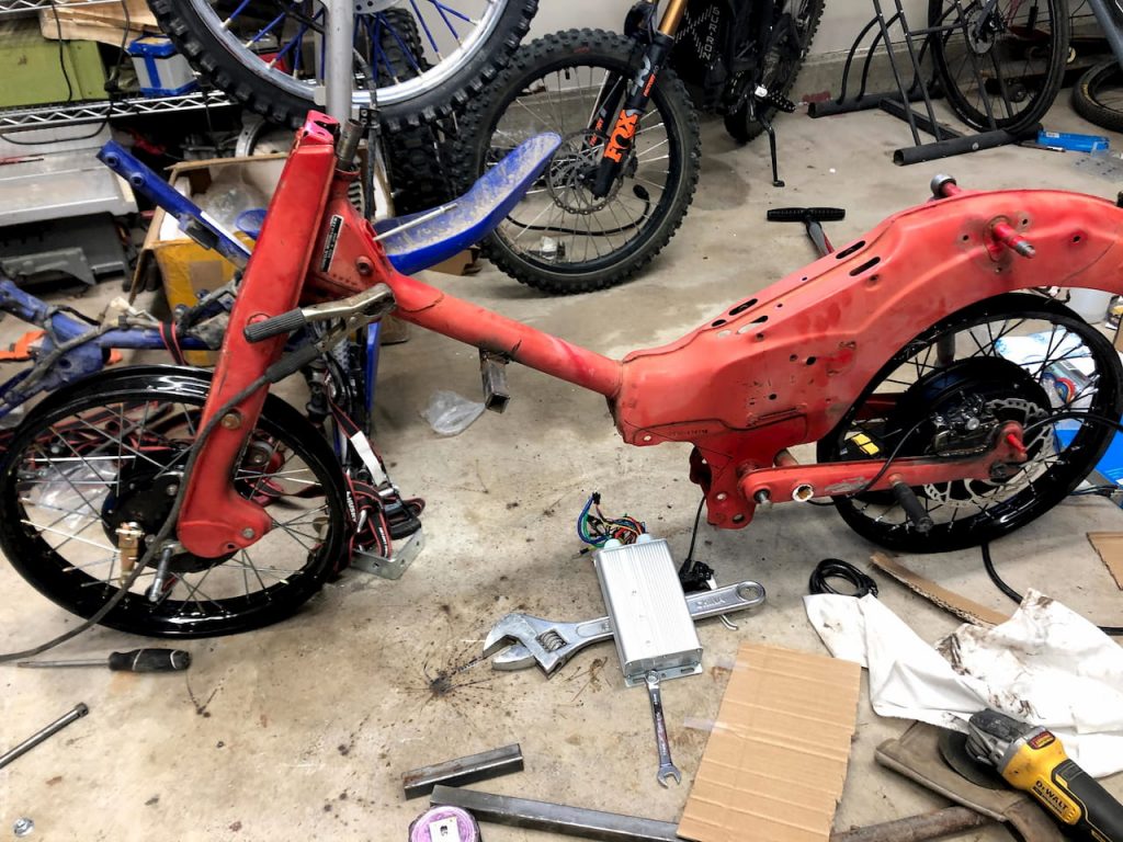 Honda CT90 frame and wheels electric vehicle conversion build process