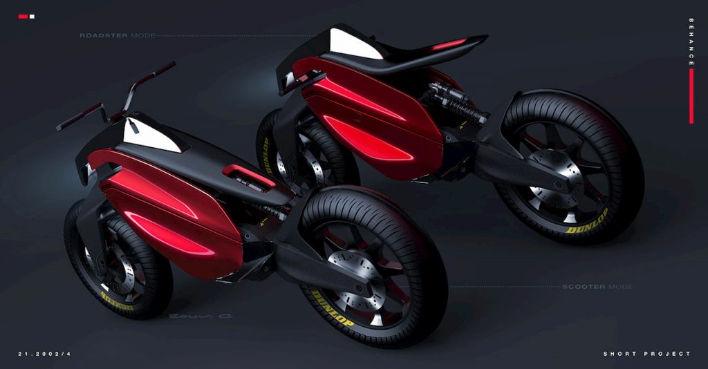 Mazda inspired electric motorcyle design rear