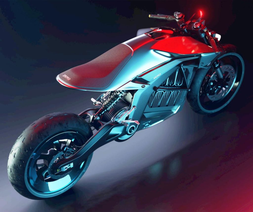 Project Skypark SR1 electric motorcycle rear by Anton Brousseau