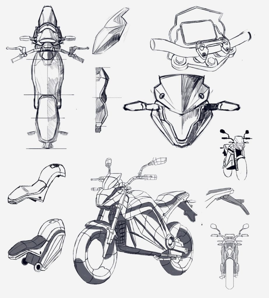 Voltz EVS electric motorcycle sketches