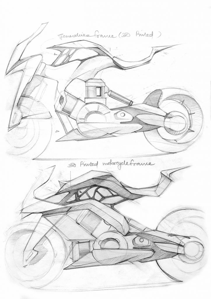 KTM RC Electric Bike project sketches by Mohit Solanki