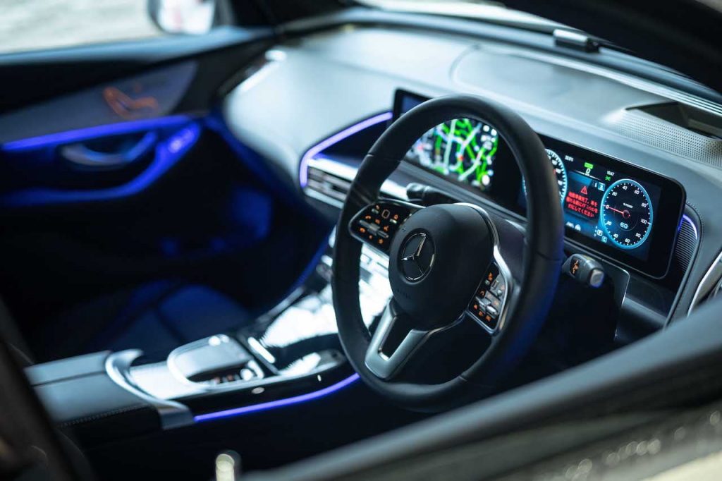 RHD Mercedes EQC white interior