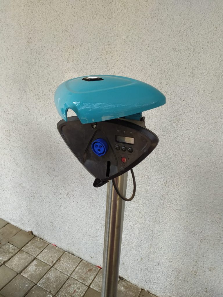Bajaj Chetak electric scooter red charging wall box station