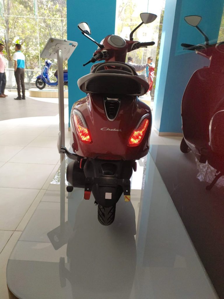 Bajaj Chetak electric scooter red rear photo