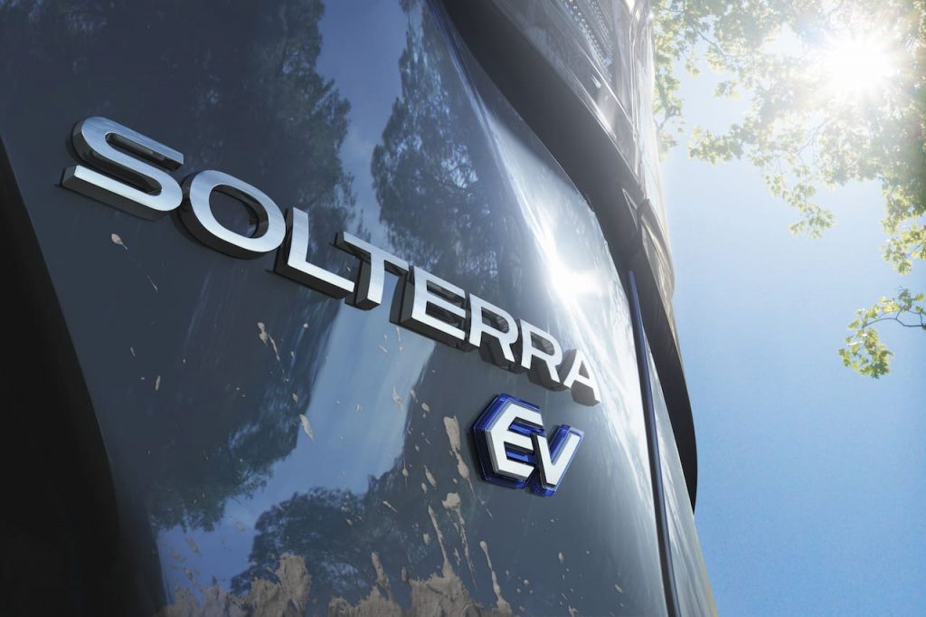 Subaru Solterra EV rear badge